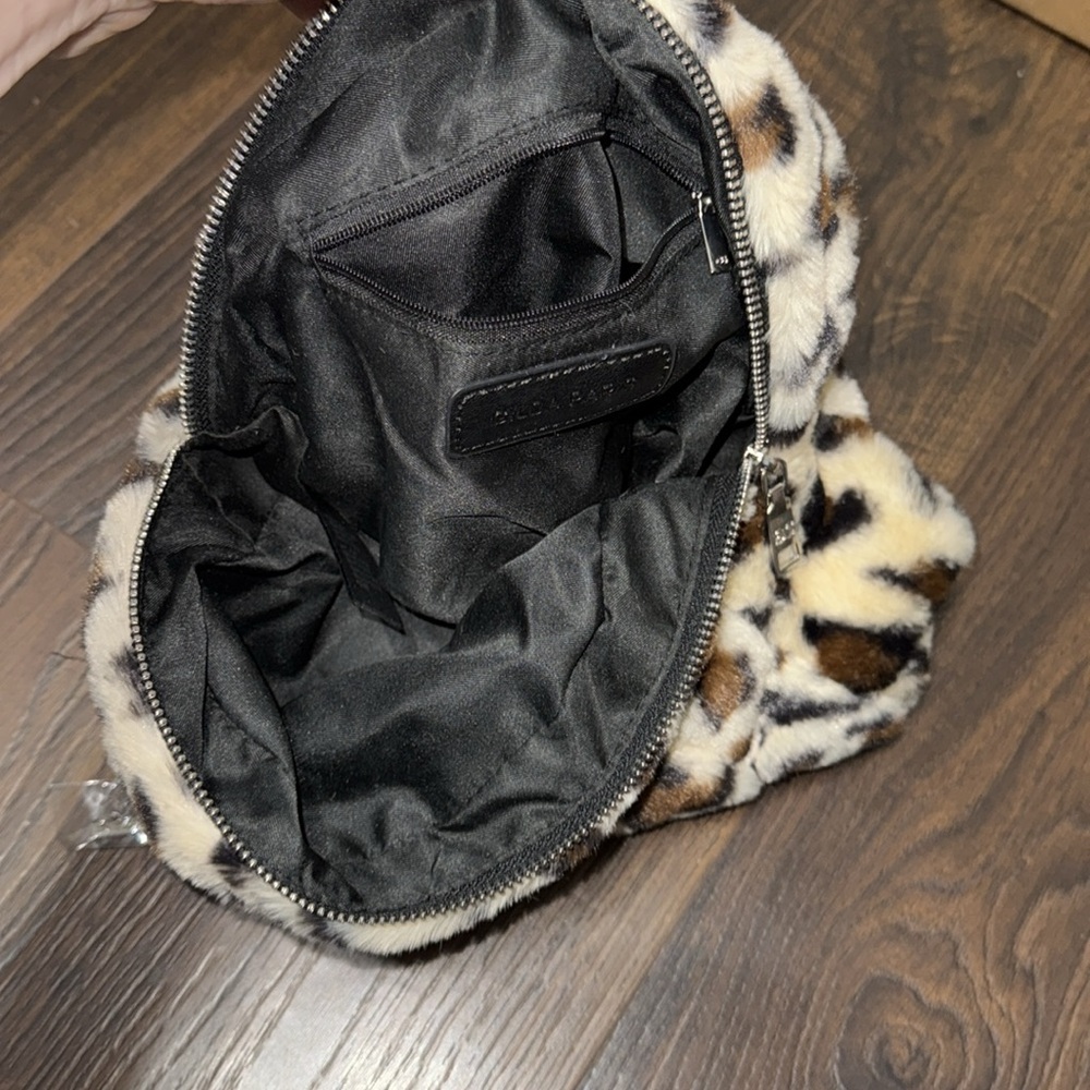 Gilda Paris Leopard Print Faux Fur Mini Backpack - Picture 6 of 7
